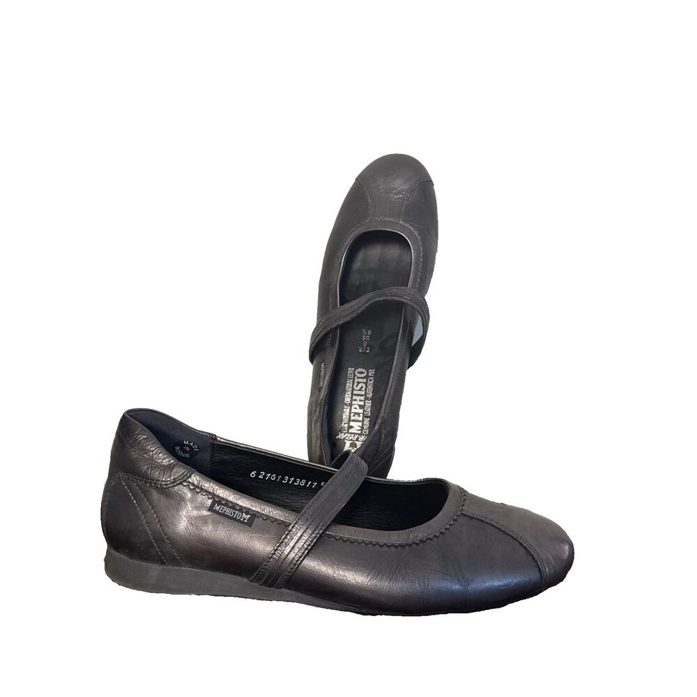 Mephisto Womens 8.5 Brown Leather Mary Jane Flats Comfort Walking Shoes